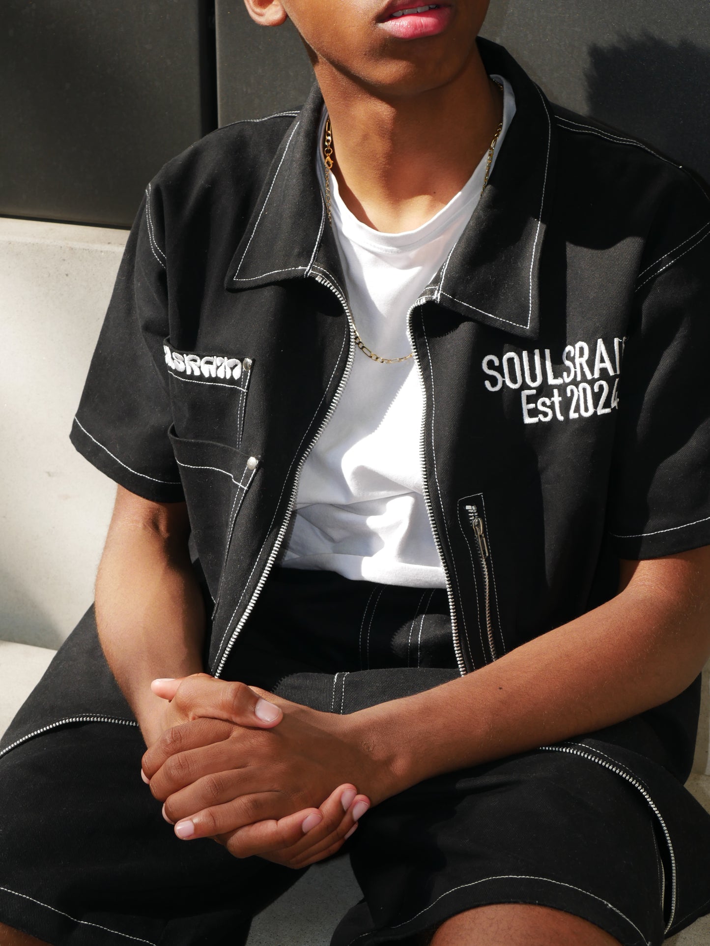 Black Denim Zip Shirt